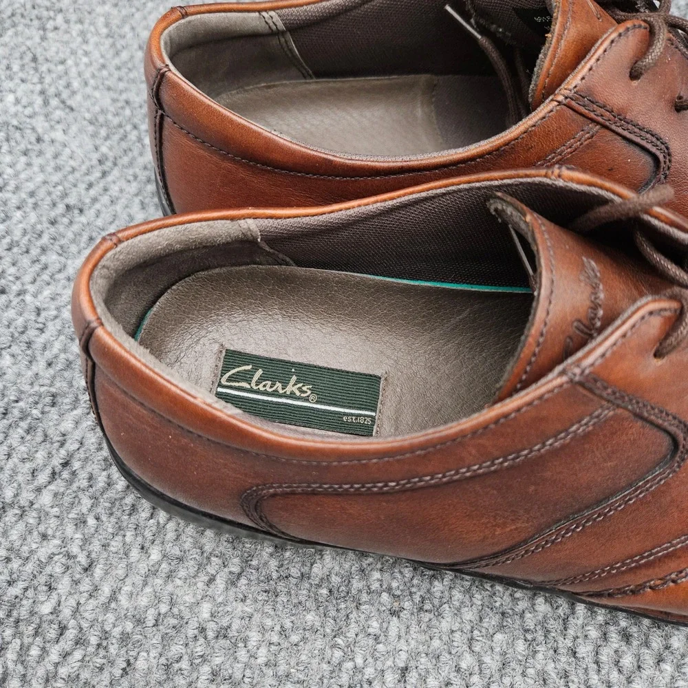 Clarks (Men's 12 M) Brown Leather Oxford Dress Shoes Square Toe Business Casual